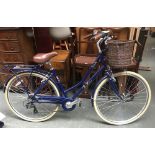 A Somerby Pendleton seven speed ladies town bicycle, in blue with cream tyres
