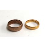 Two wedding bands, one 22ct gold 4.2g ,other 9ct 4.8g