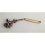 9ct gold bar brooch with seed pearl and amethyst clover decoration together with a further 9ct