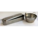 A stainless steel jam pan and fish kettle, 65cmL