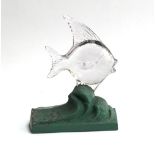 An early 20th century Bermondsey Glass Co. Art Deco glass and spelter paperweight in the form of a