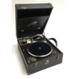 A Crescendo portable gramophone by the Decca Gramophone Company, with winder