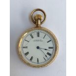 An early 20th century gold-plated open faced pocket watch by Waltham & Co., Massachusetts, white