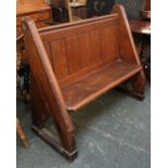 A 19th century pine church pew, 108cmW