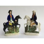 A pair of Staffordshire flatback figurines: Tom King and Dick Turpin, each approx. 29cmH