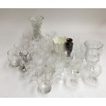 A mixed lot of glassware, to include cut glass vase filled with marbles, and various cut glass