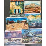 A lot of six loose canvases by David Maxwell, various subjects, each approx. 40x60cm