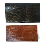 Two Harrods black and brown two fold leather wallets