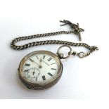 An Acme Lever 925 silver key wind pocket watch, with Roman numerals to white dial, subsidiary