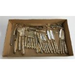 Assorted vintage cutlery, some with hallmarked silver handles, includes 6-piece set of knives &