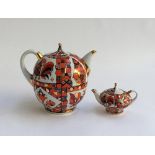 USSR Lomonosov teapot, decorated with cockerel design, heightened in gilt, 20cmH; together with