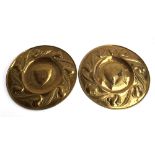 Two Art Nouveau brass wall plaques, 41cmD