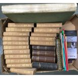 A mixed box of books to include Dickens, Tennyson, Defoe, Westminster Abbey Historically Described