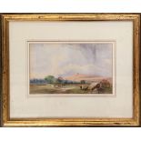 19th century British school, cattle within highland landscape, watercolour, 14x23cm