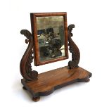 A Victorian mahogany adjustable dressing table mirror, on S shaped acanthus supports, 50cmH