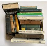 A small box of books, mostly on the subjects of glass and pottery marks