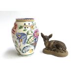 A Poole Pottery Vase, 17cmH; together with a Poole Pottery Deer Figurine