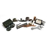 A mixed lot to include a Black Forest bear open salt, 4.5cmH; bottle openers; letter openers; onyx