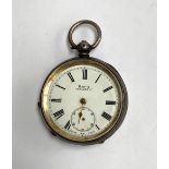 A Kay's Triumph silver open faced pocket watch, with Roman numerals, outer minute track, and