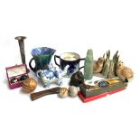 A mixed lot to include lustre jug, various other ceramics, studio pottery partridge bookends,
