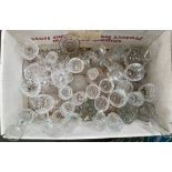 A mixed lot of cut and other glass ware to include eight whiskey tumblers, wine glasses, champagne