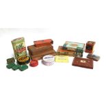 A mixed lot of vintage tins and cigar boxes to include Players cigarettes, Elastoplast, Romac,