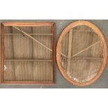 A rectangular teak framed wall mirror, 62x55cm; together with one other with gilt gesso frame,