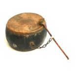 A Chinese drum with attached drumstick, approx. 26cmD