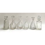 A pair of decanters by Atlantis, 26cmH; together with four others