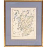 James P. Malcolm, a hand drawn and coloured map of Scotland, dated 1876, 32x25cm