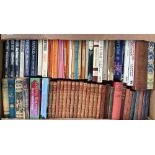 A mixed box of mostly good paperback books, to include a quantity of leather bound Kipling,