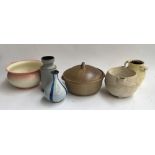 A mixed lot of ceramics to include West German pottery vase; lidded studio pottery tureen, 25cmD;