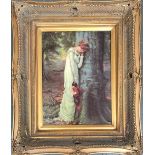 Print of girl within a substantial gilt frame, 39x29