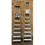 An Atlas aluminium seven rung stepladder, together with one other