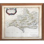 Robert Morden, hand coloured map of Dorsetshire, 36x41; together with an Ordnance Survey map of