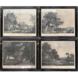 Four 18th century prints after George Stubbs 'Shooting', four plates each framed and glazed, 45x55cm