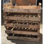 Five vintage fruit wooden fruit trays, each 77x44cm