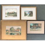 A pair of watercolours, signed S. Wheeler, 18x26cm and 13x19cm; together with two others similar