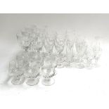 A set of six Rogaska crystal large wine glasses, together with six smaller and six brandy