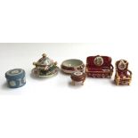 A small collection of Limoges trinket boxes; together with a Wedgwood Jasperware trinket box