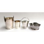 Three silver plated wine coolers, the largest 19.5cmH; together with a Mappin & Webb Art Deco
