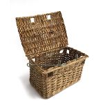 A fisherman's wicker basket with metal clasps, 36cmW