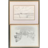 Robert L. Souter, 'Pinner Under Snow', pencil sketch, signed lower right, 32x42cm; together with a