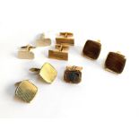 Four pairs of yellow metal cufflinks plus one other
