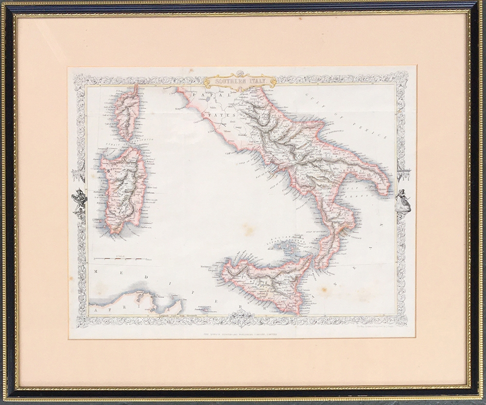 A map of Southern Italy by the London Printing & Publishing Company, 26x33cm
