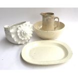 A large Italian porcelain shell, 22cmH; together with an Italian Nicola Fasano salad bowl, meat