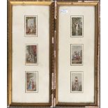 Six 18th century miniature studies of royalty etc, bears label for Edwards & Sons to reverse;