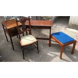 A mixed lot to include occasional chair, two occasional tables and footstool (4)