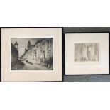 Henry C. Brewer, 19th century architectural engraving, 30x39cm; together with one other