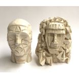 Two abstract busts depicting a man and a woman, approx. 29cmH